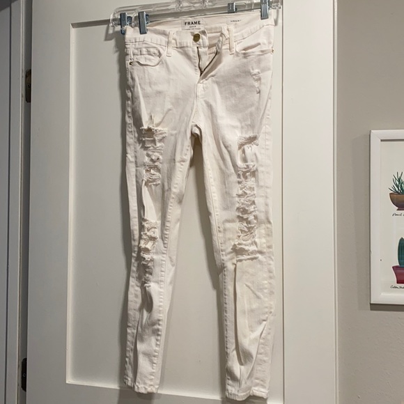 Frame denim white ripped jeans - Picture 1 of 1